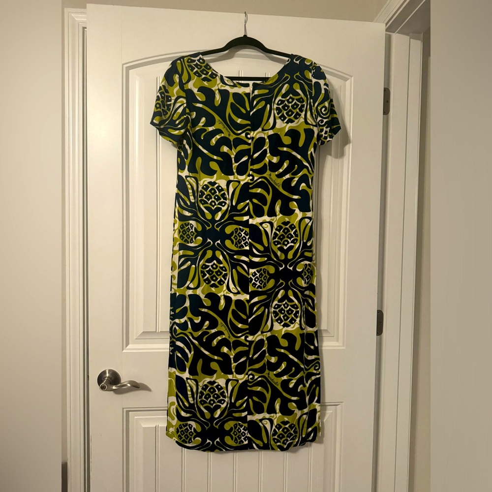 Manuhealli vintage ulu print midi holomuu sheath dress